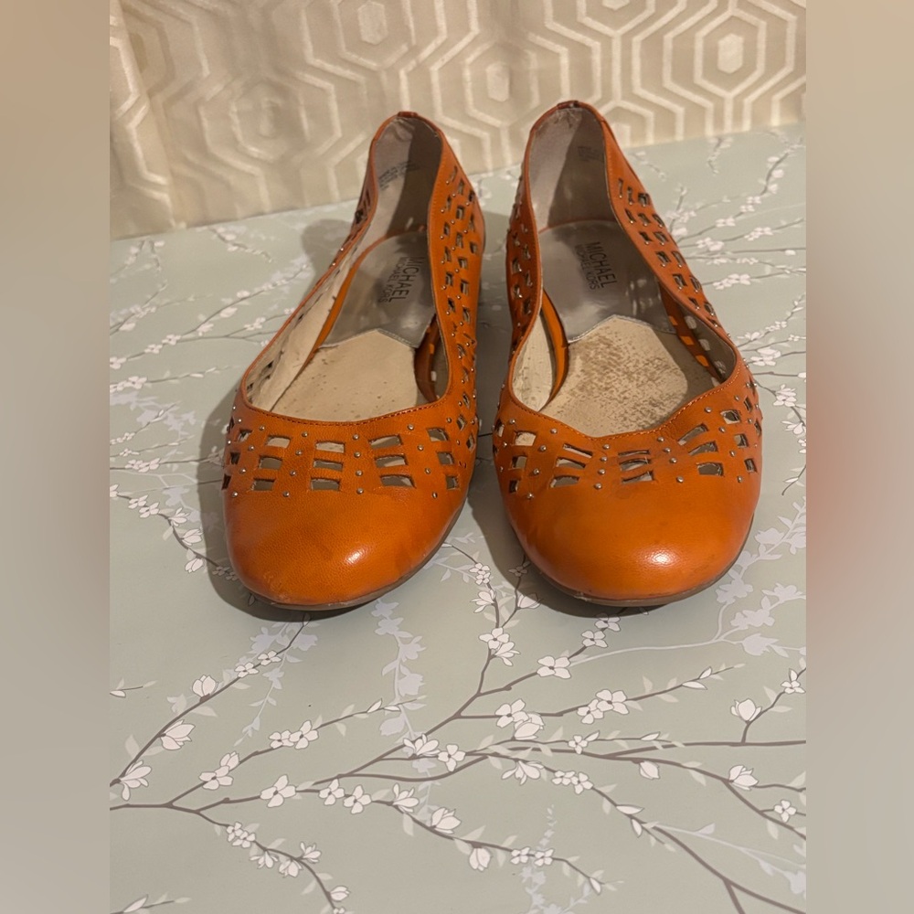 Michael Kors Women's leather Orange Ballet Flats
